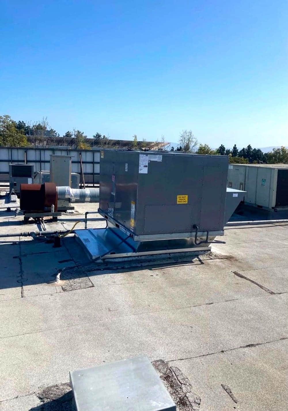 Packaged HVAC unit installed on a commercial flat roof